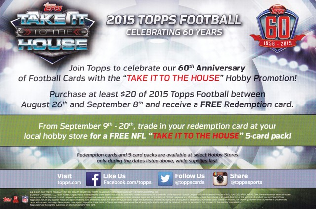 Topps Take it to the House 2 2015 Topps TAKE IT TO THE HOUSE Football