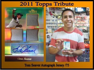 2011 Topps Tribute Tom Seaver Autograph 3 pc Jersey /75 | MVP Sports Cards