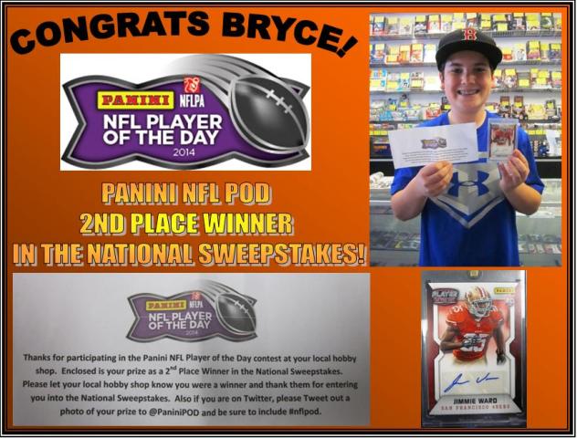4-6-15  POD WINNER Nat'l Sweepstakes Winner-Bryce