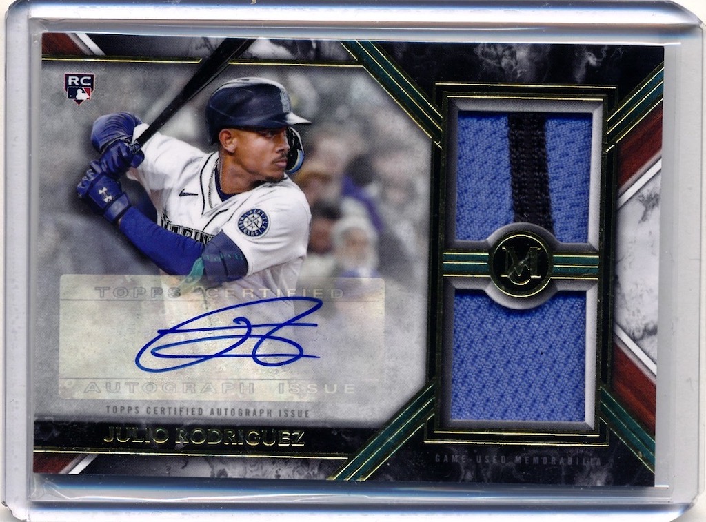 Big hit pulled by John out of 2022 Museum Collection. Julio Rodriguez Auto  Jersey RC 5/25.